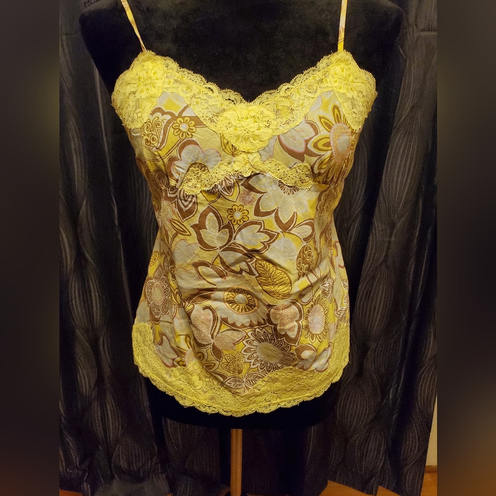 Yellow Floral Sleeveless Shirt